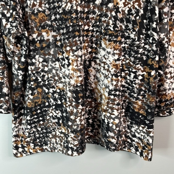 TNL Mode Patterned Lightweight Knit Sweater Black Camel Grey White 3/4 Sleeve 1X - Picture 6 of 10